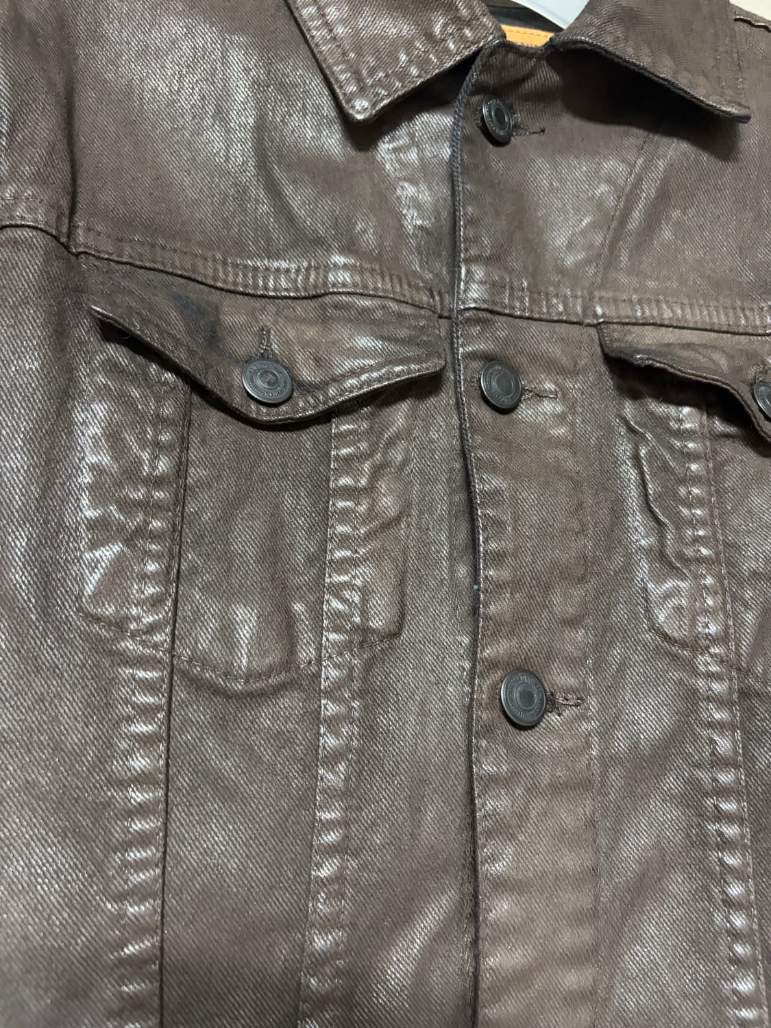 zara 00s 왁스 코팅 트러커 자켓  상품이미지3