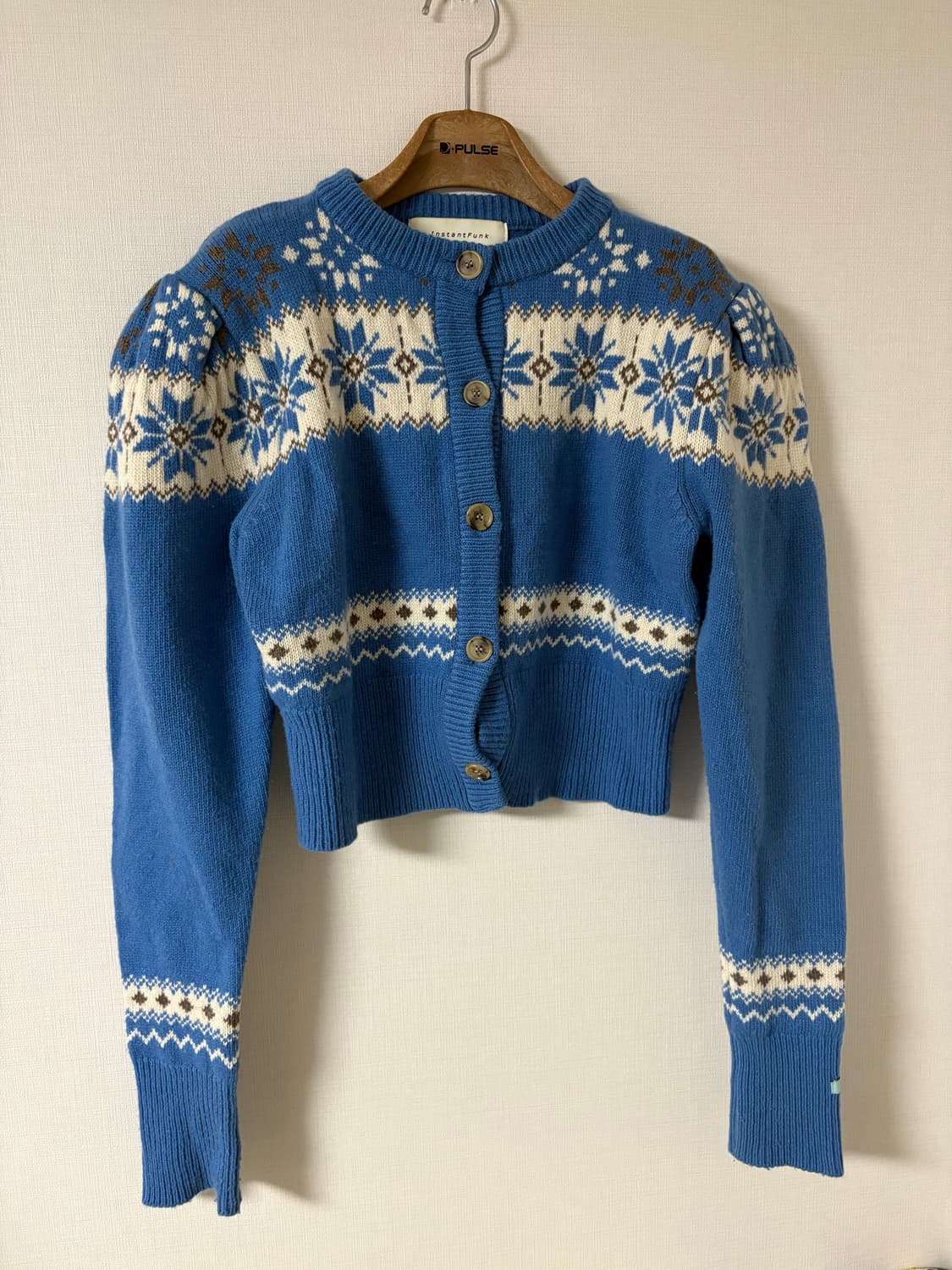 INSTANTFUNK 패턴 니트 가디건 블루 상품이미지1