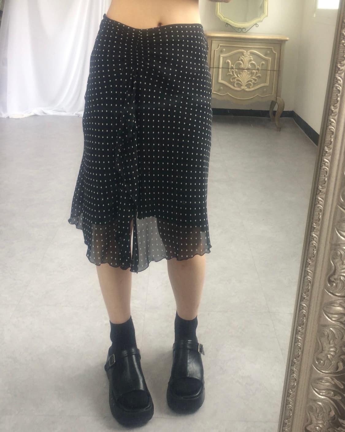 Dot pattern frill midi skirt 상품이미지7