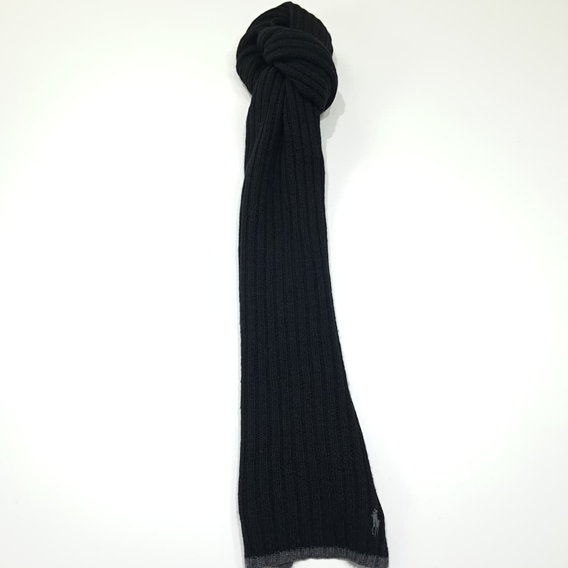 MX395 폴로 램스울 포니자수 블랙 머플러 목도리 상품이미지5