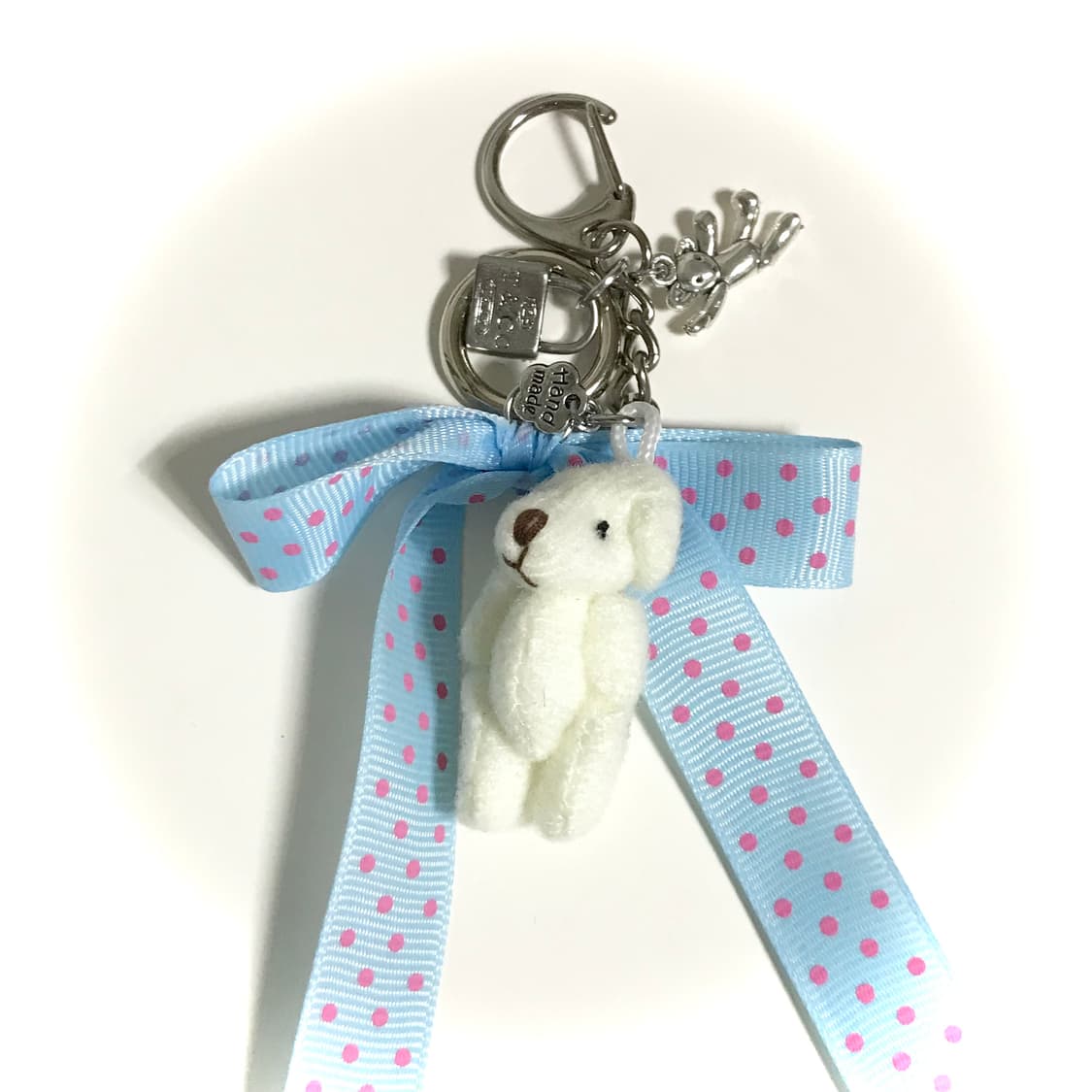 도트 리본 곰돌이 인형 키링 상품이미지2
