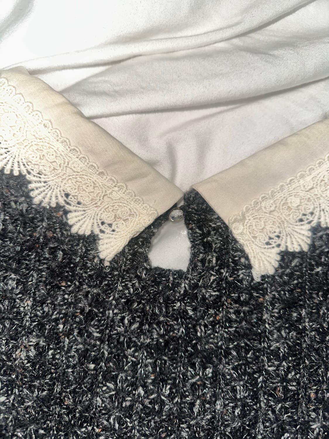 엑시즈팜 히메/로맨틱갸루 모리걸 레이스넥 셔츠 레이어드 니트 상품이미지4