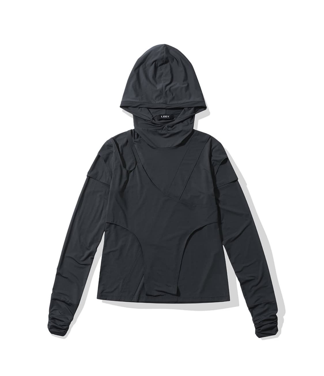 엘이이와이 커프스 셔링 레이어드 후디드 탑 그레이 상품이미지4