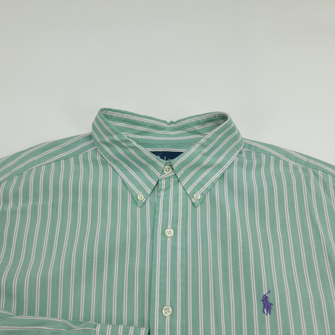 Co638 XL 폴로 랄프로렌 그린 스트라이프 긴팔 셔츠 남방 상품이미지3