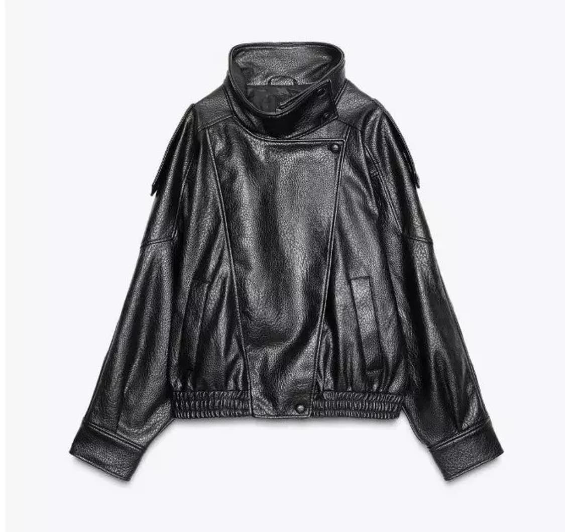 Zara leather Jacket 자라 생로랑맛 하이넥 레더자켓 XS 상품이미지1