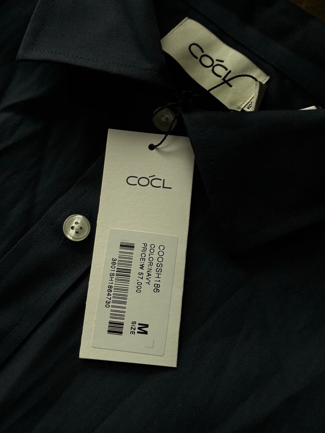 (새상품)(M) 커스텀어클락 헤링본 롱 슬리브 셔츠 NAVY 판매 상품이미지7