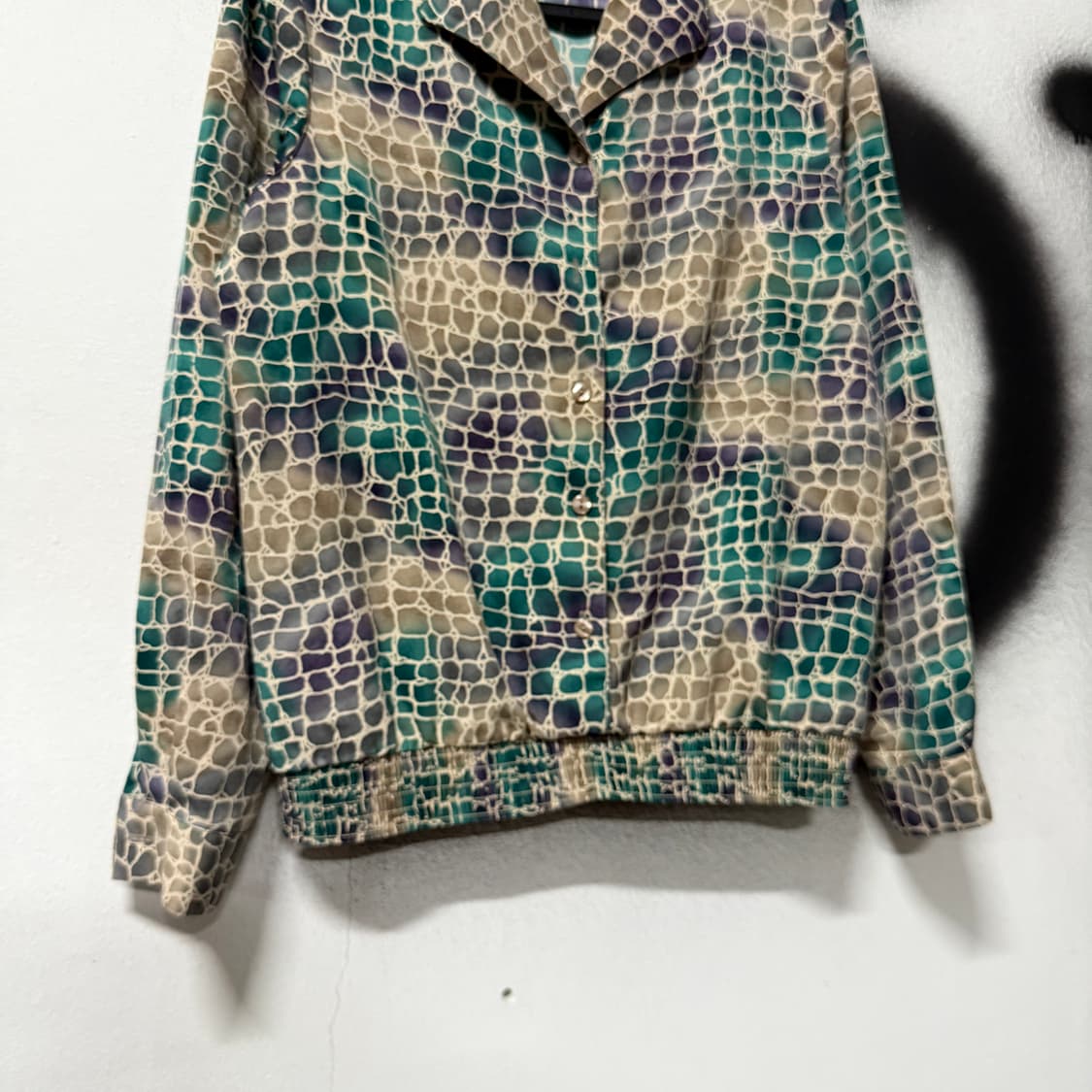 VTG 빈티지 유니크 파에톤 패턴 블라우스 셔츠 자켓 상품이미지4