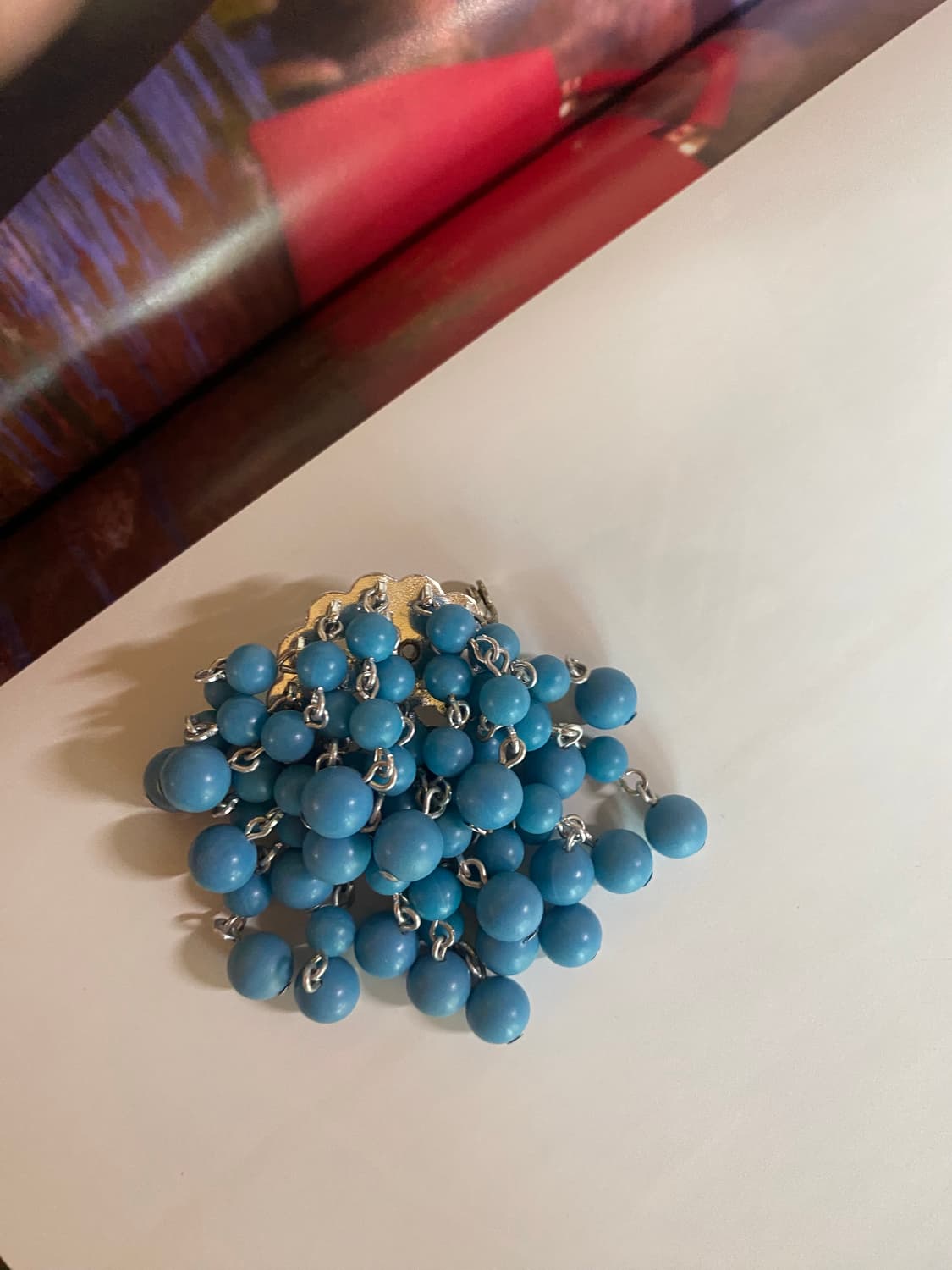 일본 터키블루톤 비즈 브로치  상품이미지3