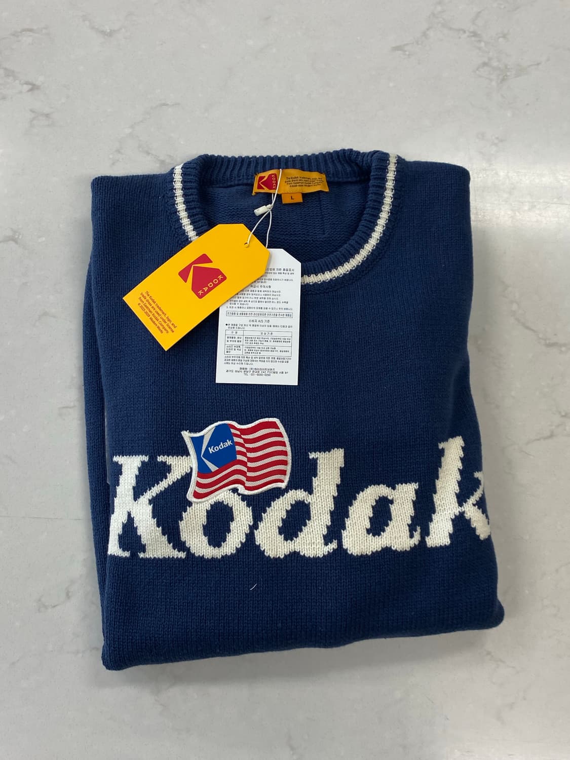 코닥 골드모먼트 로고 니트 L 새상품 상품이미지3