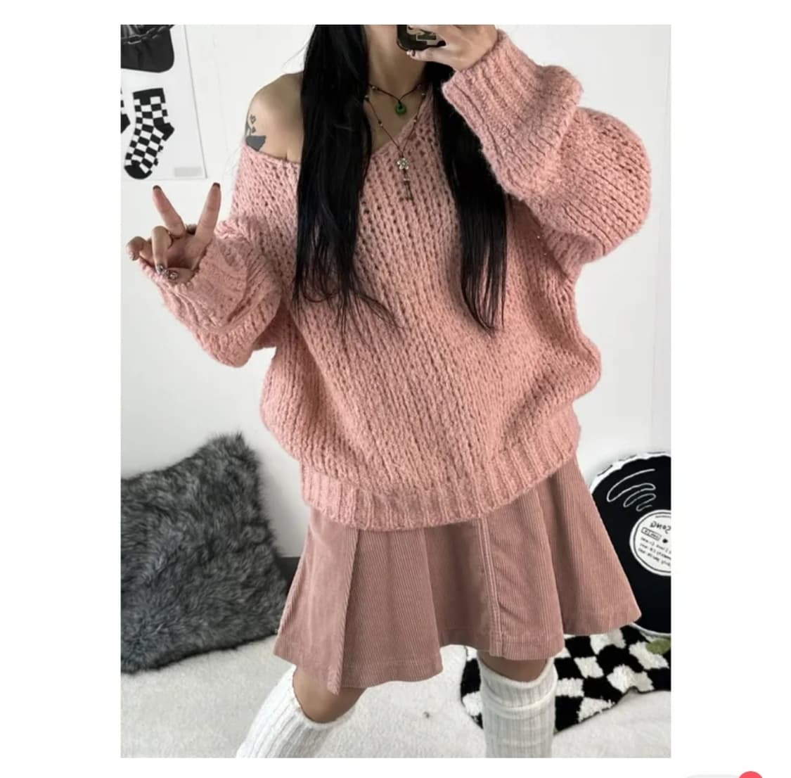 키미스 OOTJ 코듀로이 미디 스커트 핑크 새상품 상품이미지2