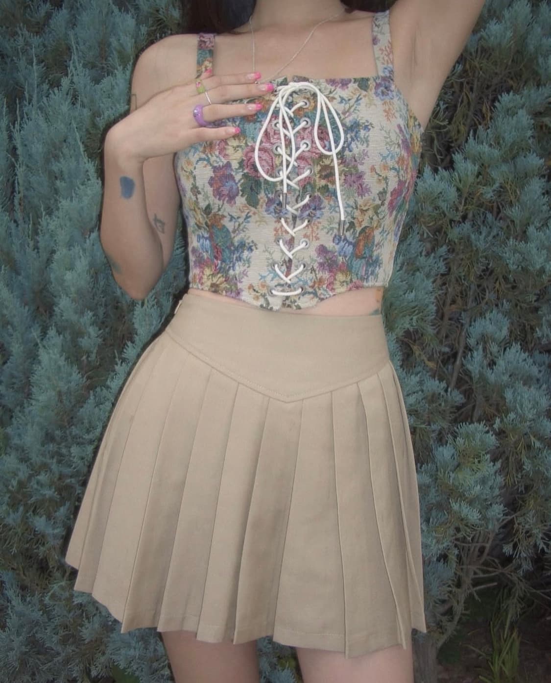 [새상품/2]페일제이드 자가드 플라워 코르셋 뷔스티에 슬리브리스 나시 상품이미지7