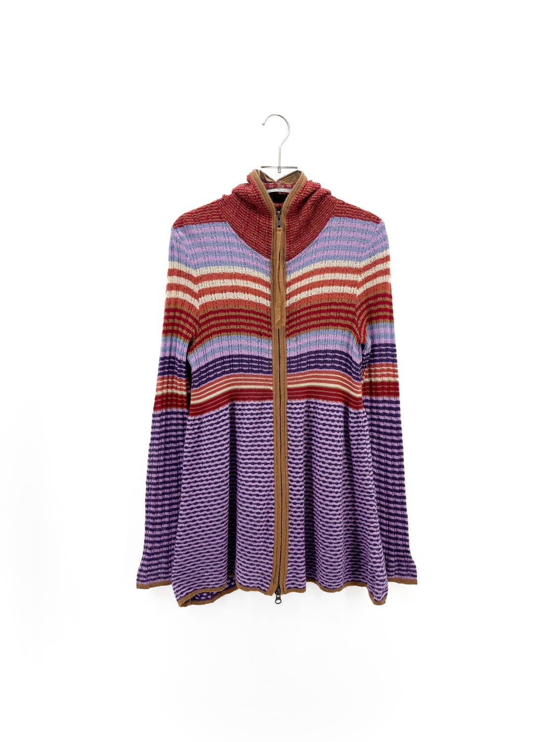 빈티지 울 블렌드 스트라이프 니트 집업 상품이미지2