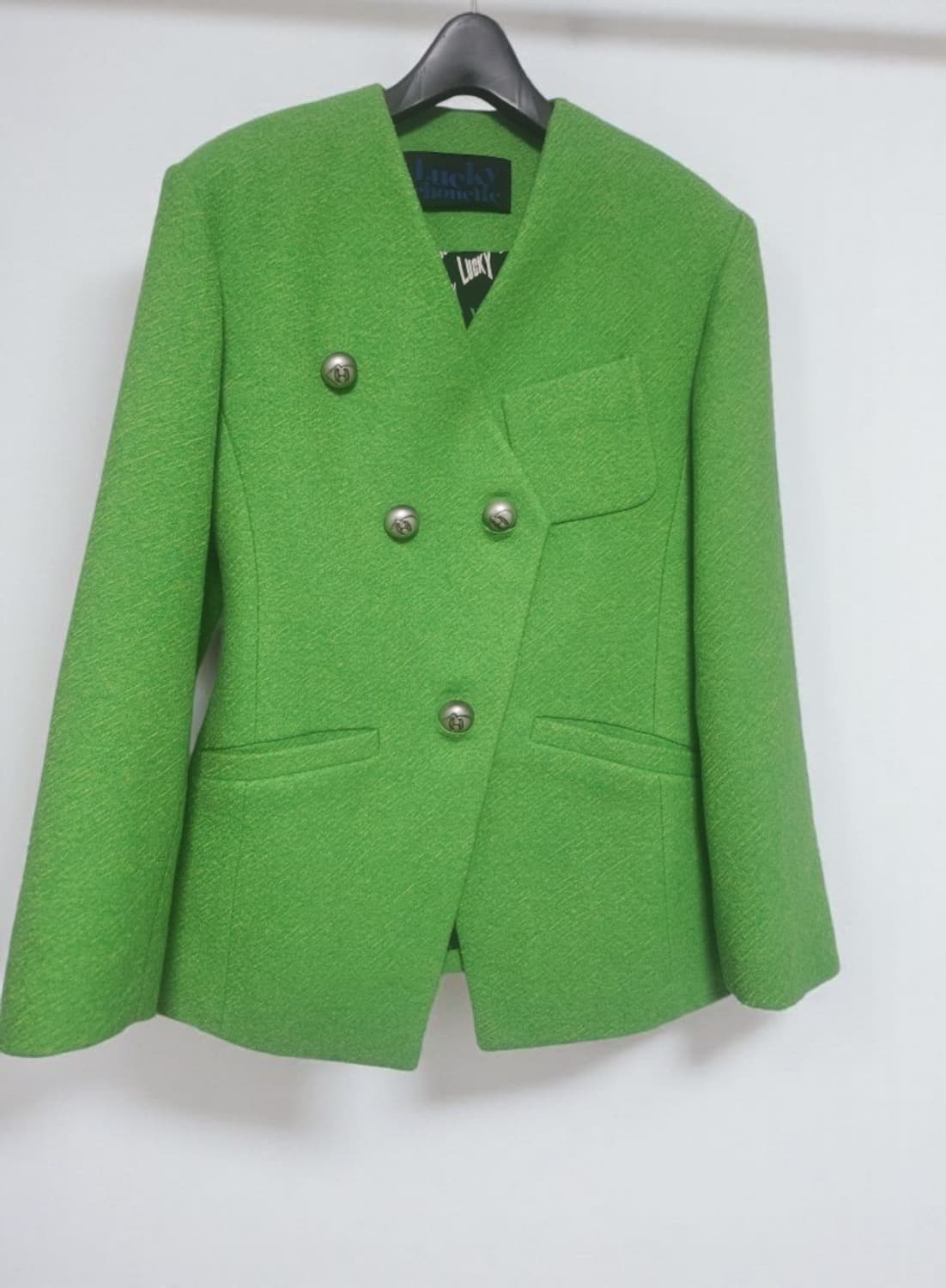 한소희 착용 럭키슈에뜨 그린 울 더블자켓 36사이즈 상품이미지2