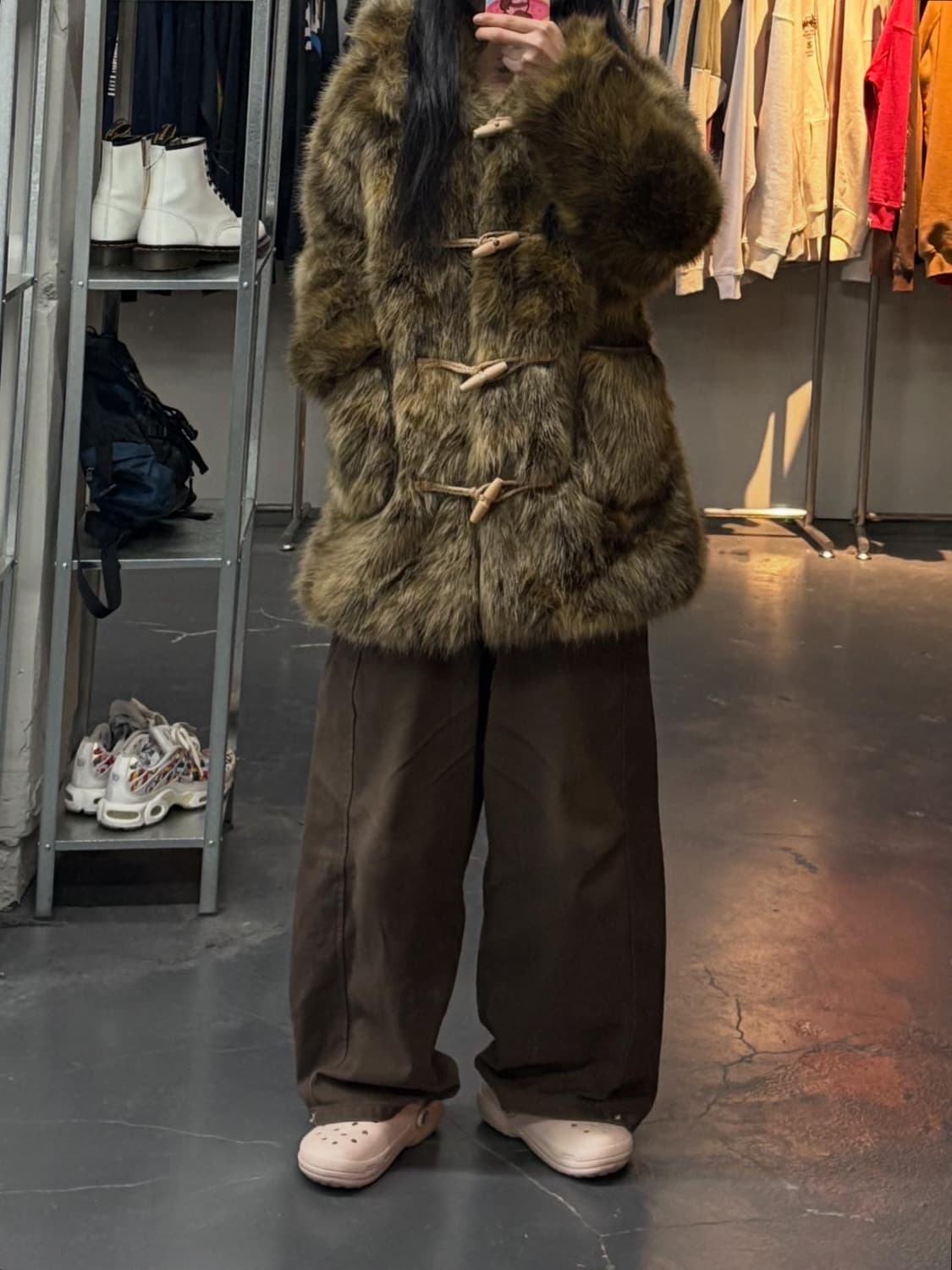 파르티멘토우먼 후디드더플 퍼 코트 믹스 브라운 A3148 상품이미지1