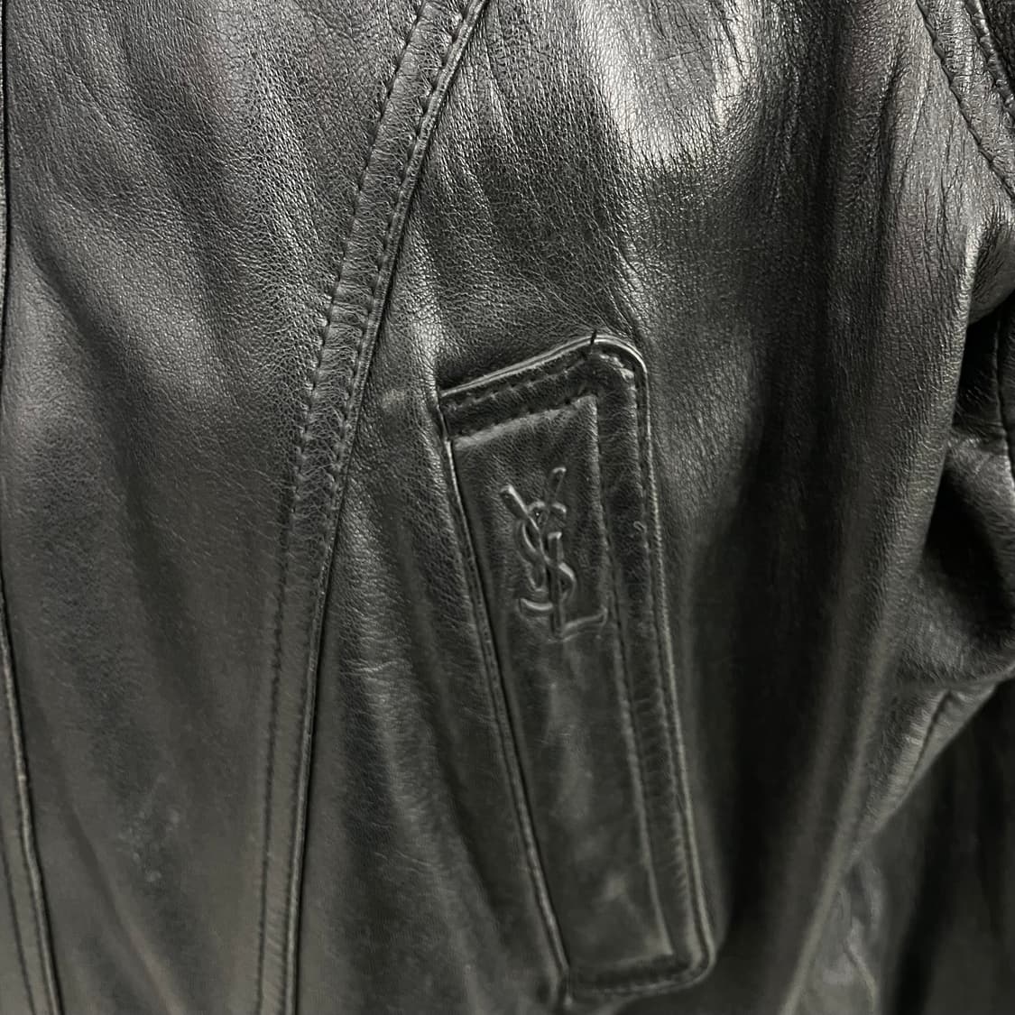 입생로랑 90s 리얼레더 양가죽 퍼 봄버 가죽자켓 상품이미지6