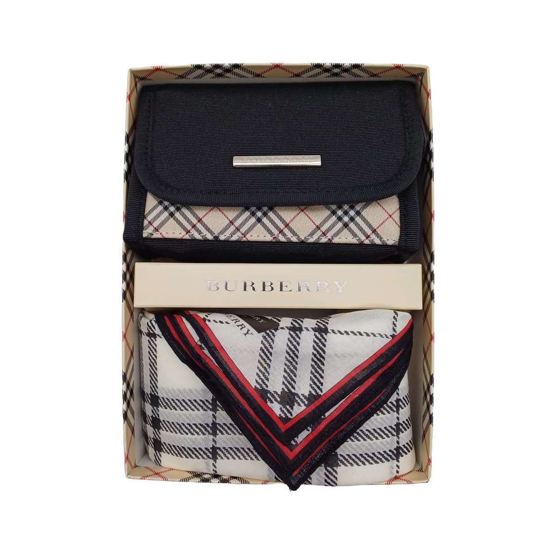 BURBERRY 버버리 손수건 스카프 + 미니 파우치 세트 BFS 상품이미지1