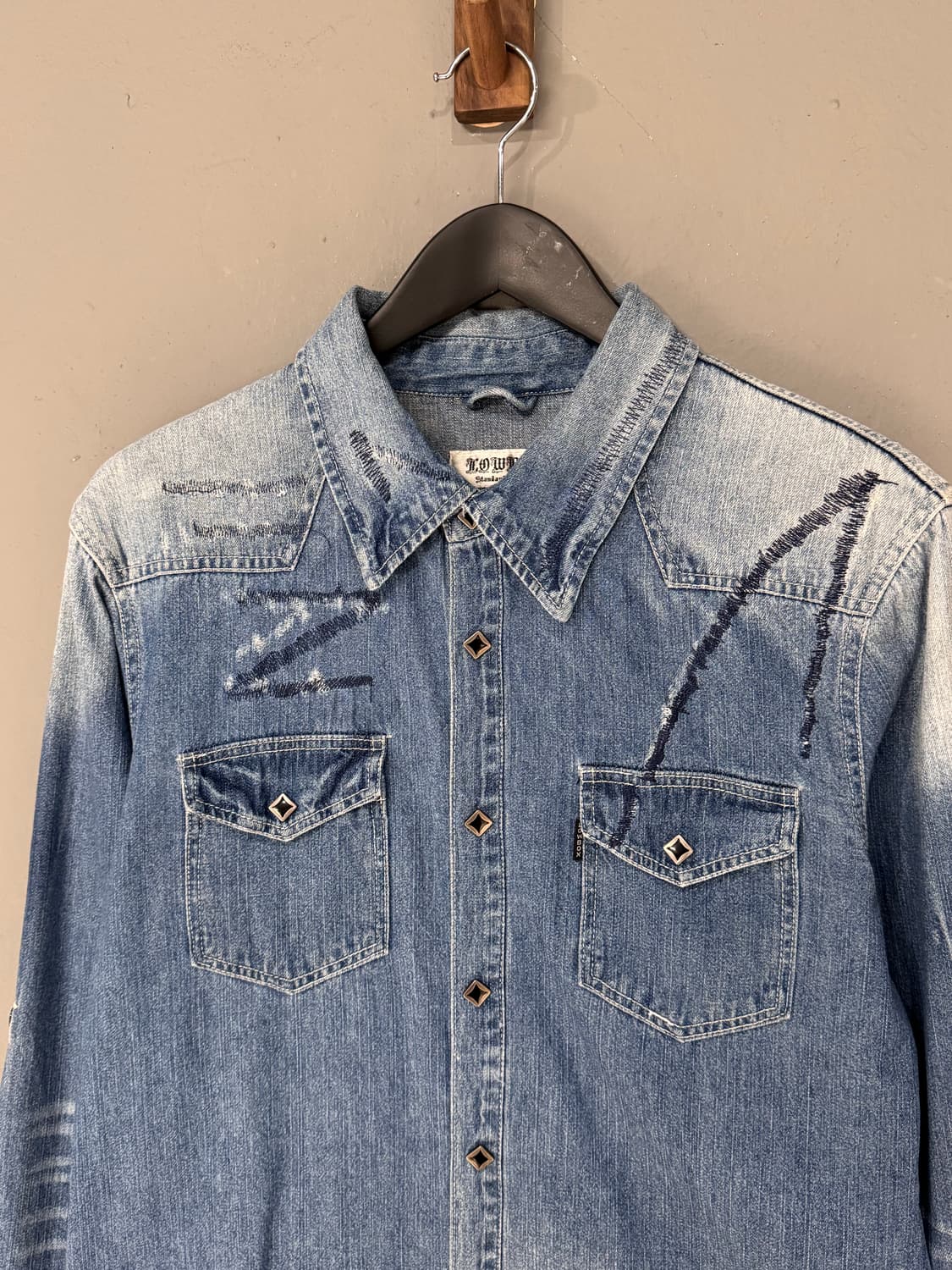 로우박스 그런지 웨스턴 데님셔츠  상품이미지3