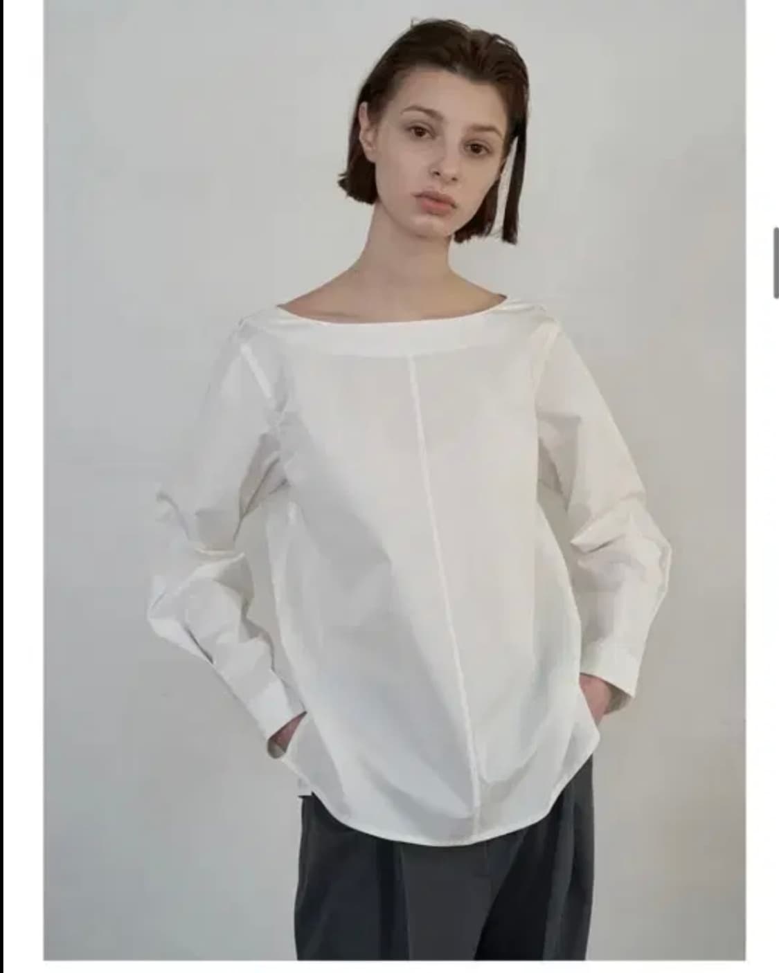 블루브릭 보트넥 투웨이 블라우스 화이트 상품이미지1