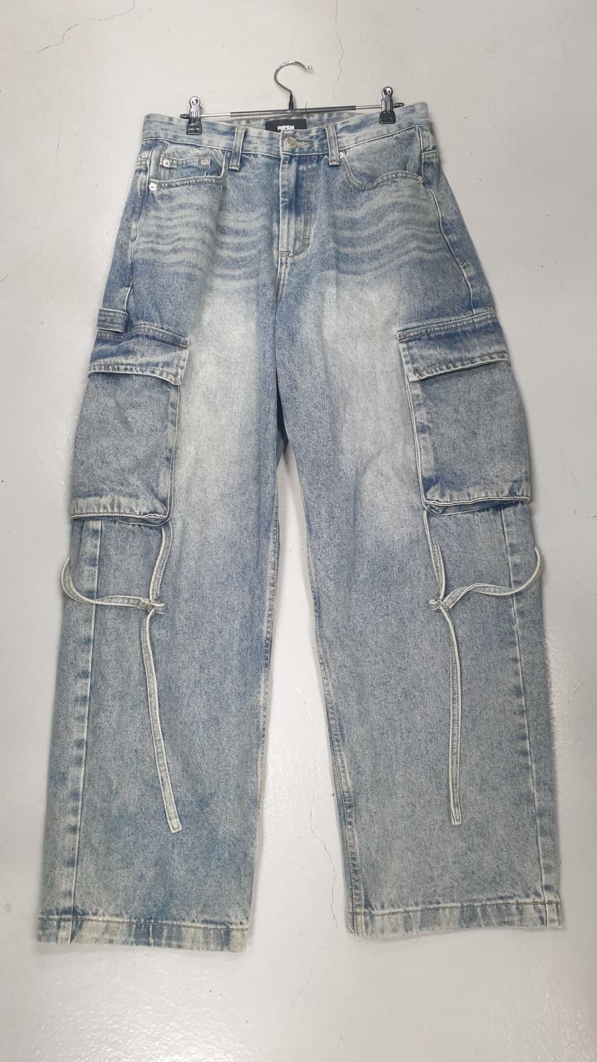 RIPEN 연청 카고 와이드 데님 팬츠 상품이미지1