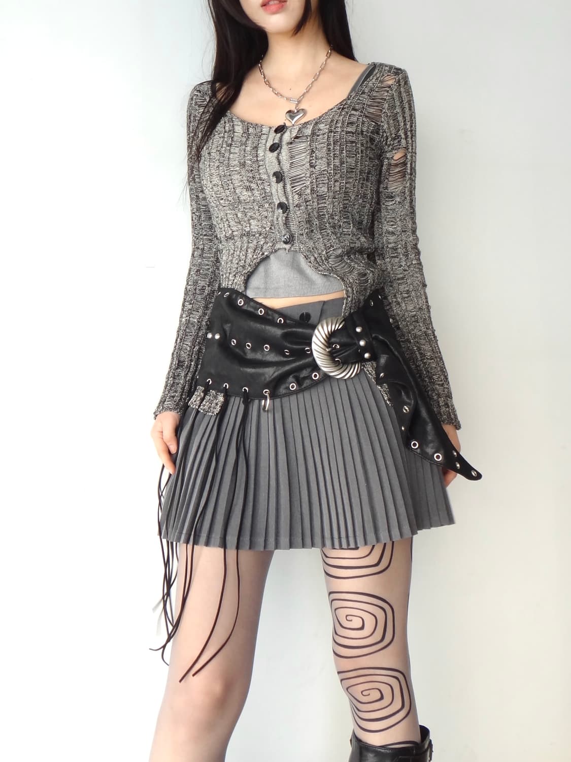 MOUSSY heart chocker necklace / silver 상품이미지4