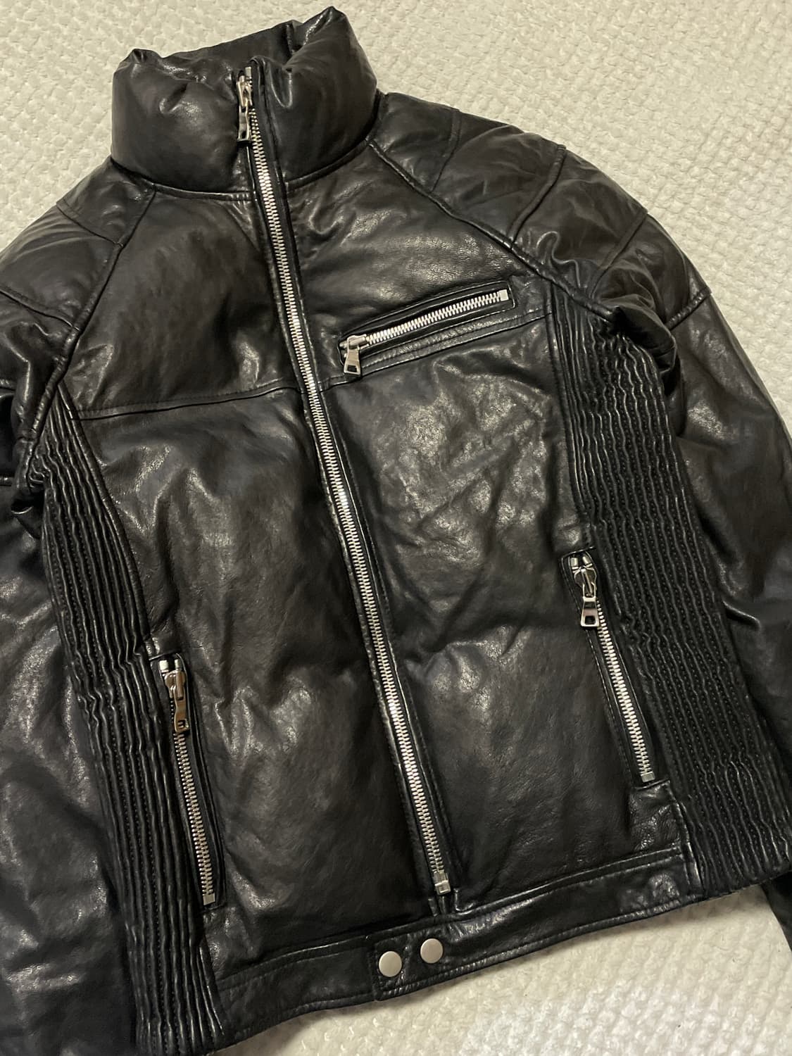 광희시장 웨스턴 무드 램스킨 양가죽 바이커 패딩 자켓 상품이미지6