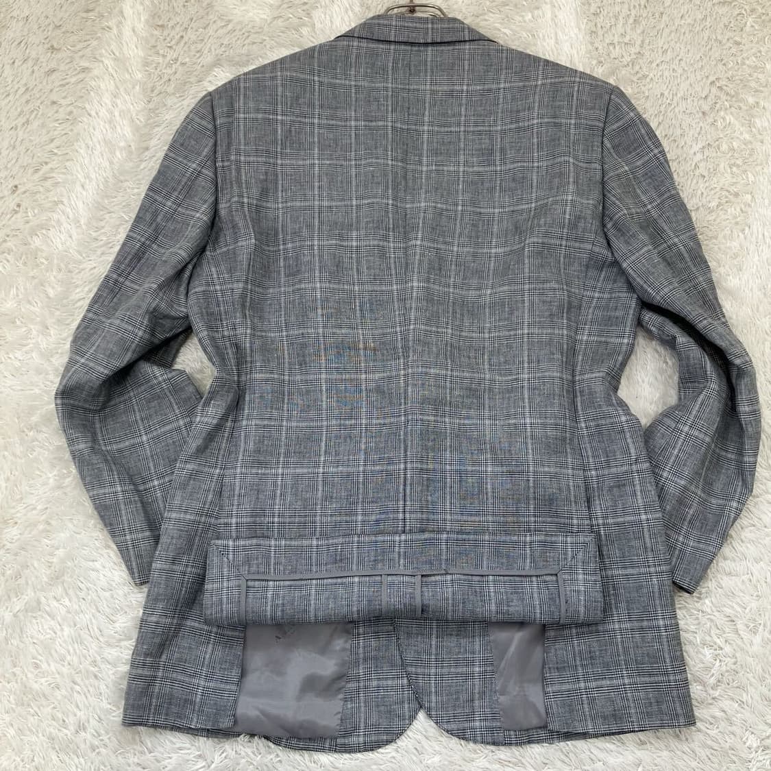 [택포] 아쿠아스큐텀 울 실크 린넨 체크 패턴 남성 자켓 상품이미지8