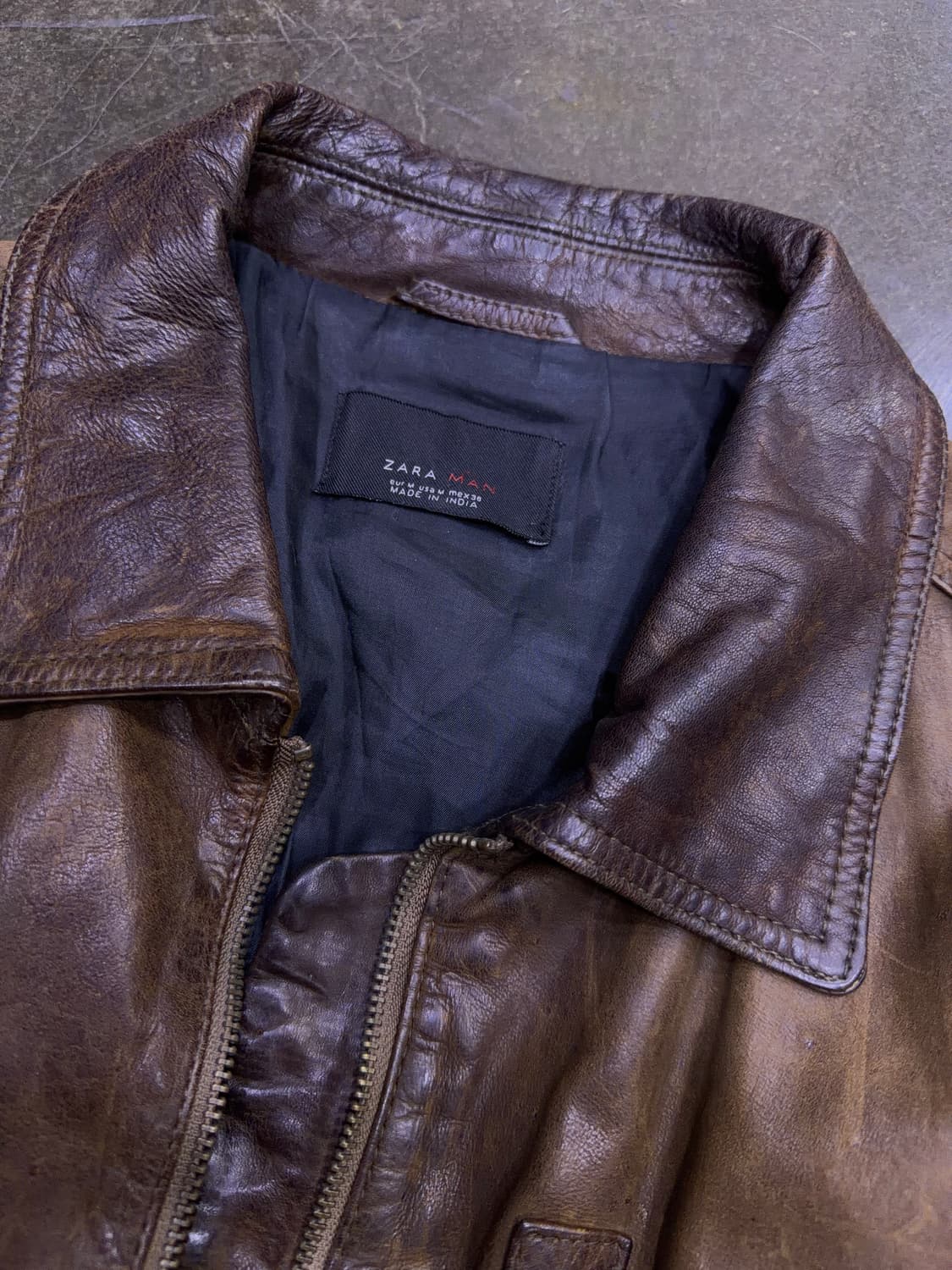 자라 빈티지 G-1 레더 가죽자켓 봄버 브라운 M 상품이미지8