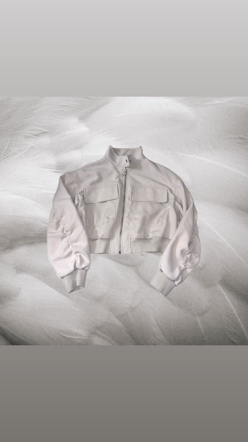 베이지 크롭 셔링 집업 자켓 블루종 상품이미지1