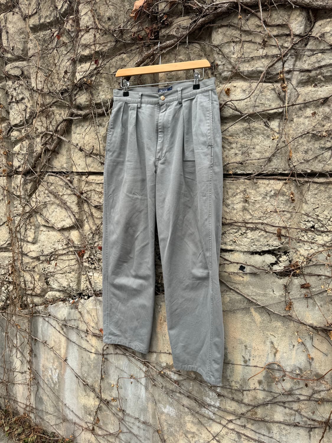 80~90s 폴로 랄프로렌 빈티지 올드라벨 투턱 치노 팬츠 그레이 상품이미지3