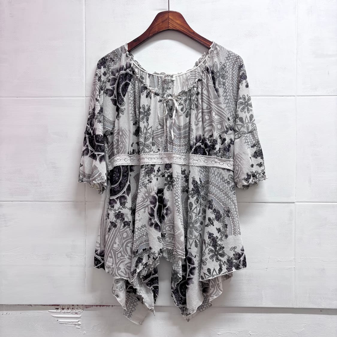 GANIEL 히피 페이즐리 페어리 언발 프릴 블라우스 JPN 상품이미지1