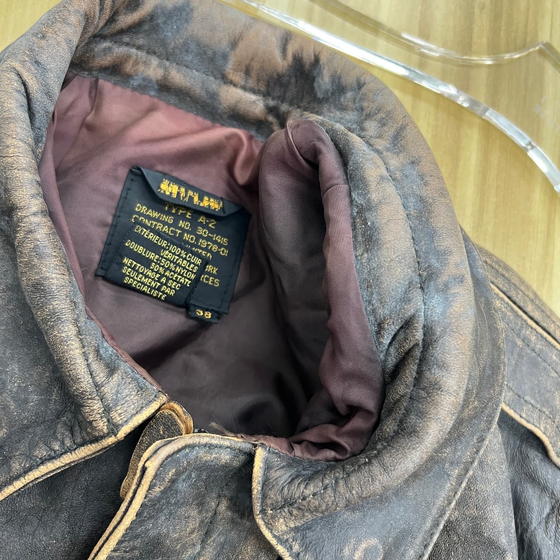 90's 아비렉스 A-2 플라이트 레더 봄버 자켓 38 상품이미지9