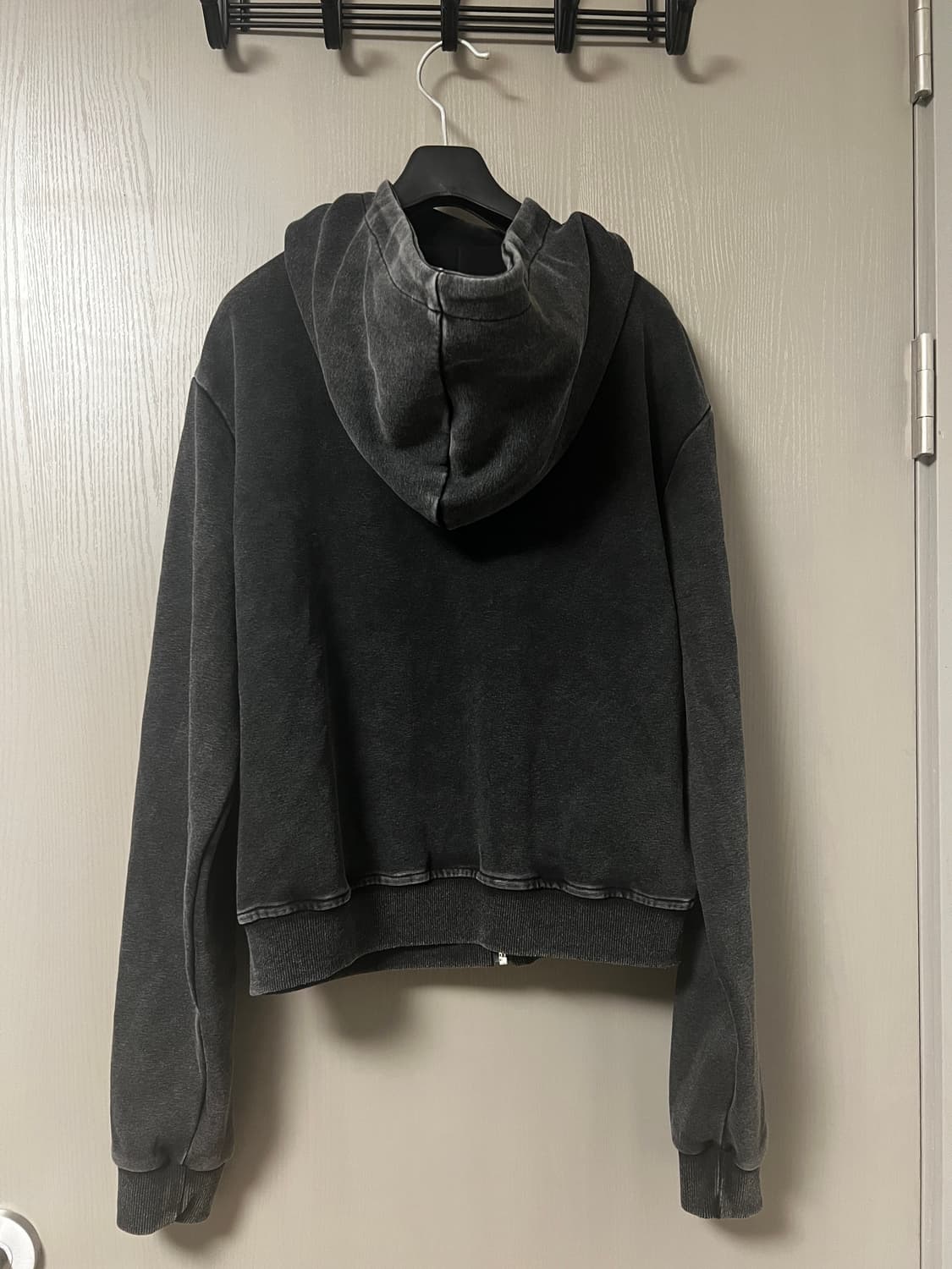 새상품 빈티지 워싱 사선 집업 크롭 후드티 상품이미지2