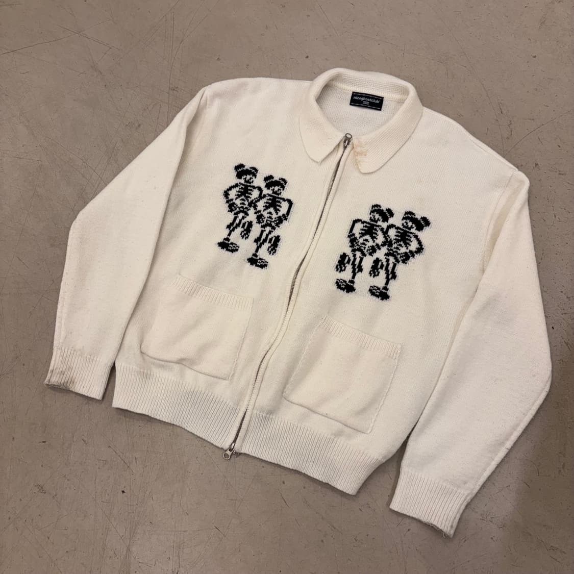 나이스고스트클럽 스컬베어 니트 자켓 상품이미지1