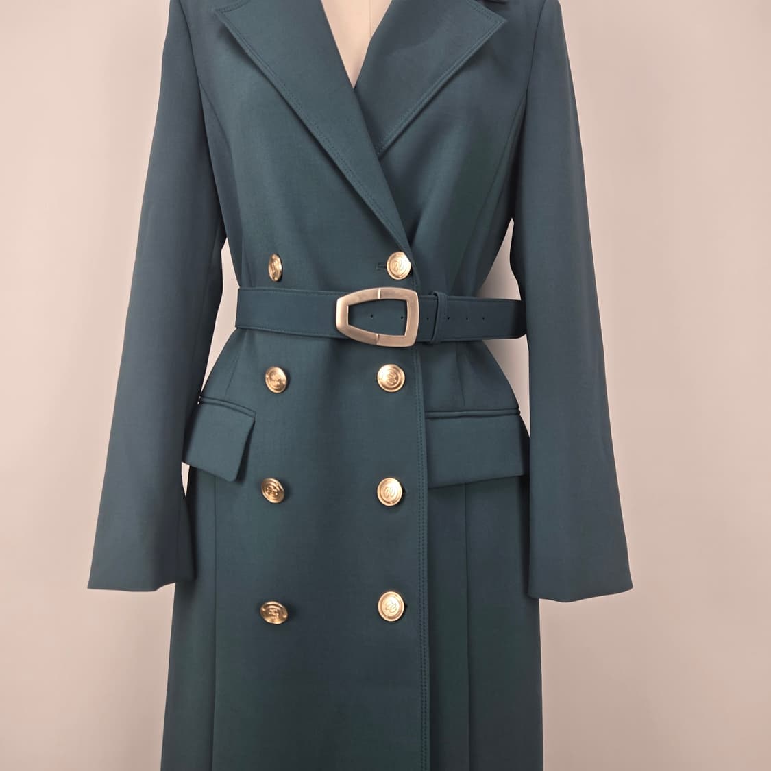 0827 타시뉴욕 벨트 롱 트렌치 코트 청록색 상품이미지3