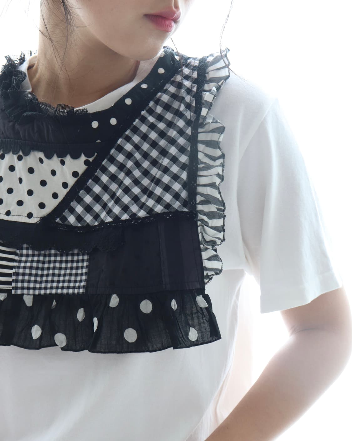 [Beams Boy] Tori-To Check Frill T-Shirt 상품이미지5