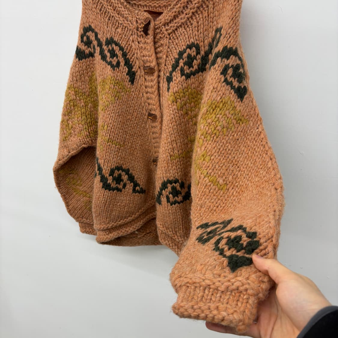 핸드메이드 패턴 헤비 가디건 여XL 상품이미지3