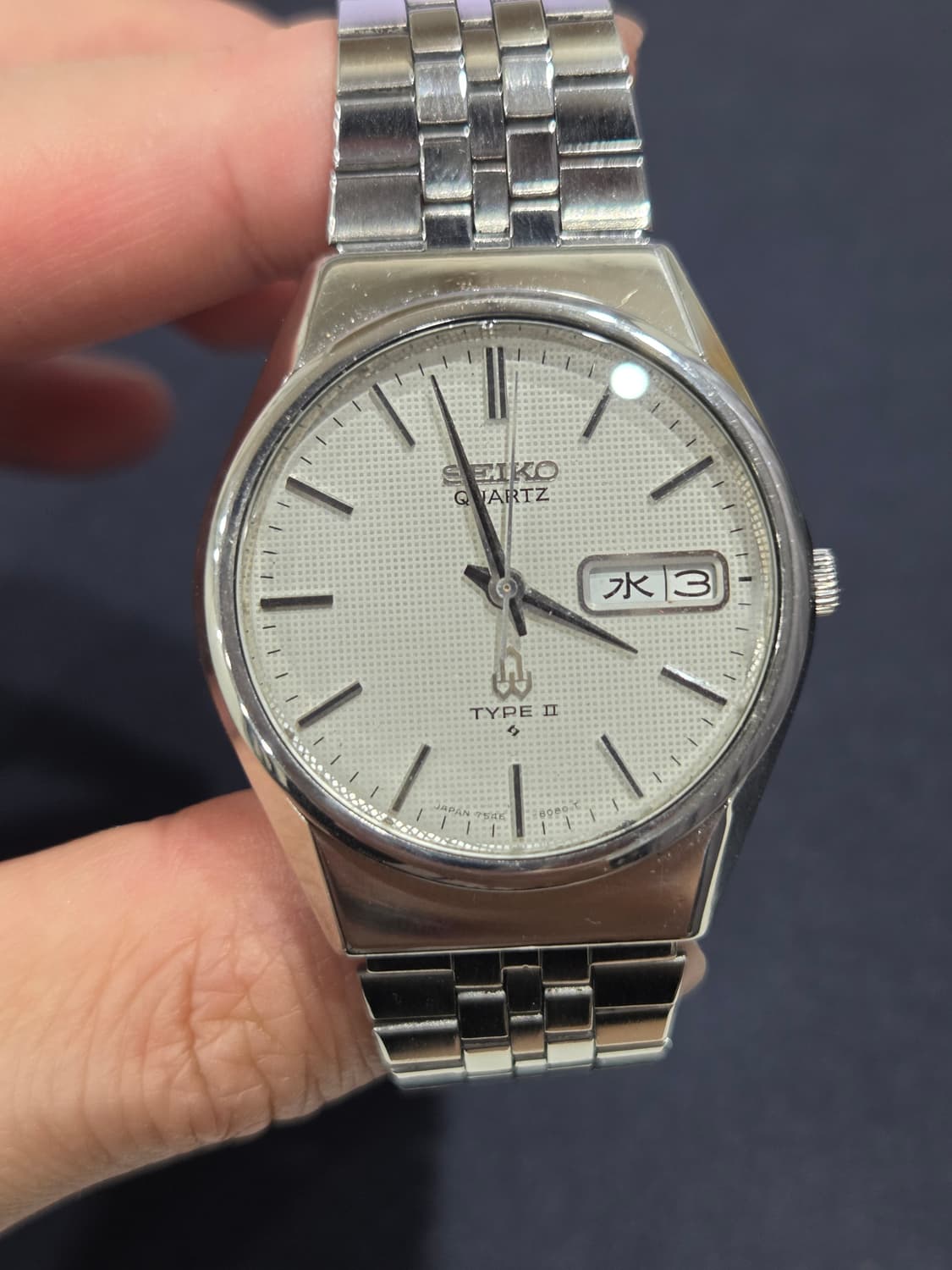 빈티지 세이코 쿼츠 타입 2 (SEIKO TYPE II) - 격자 화이트 상품이미지1