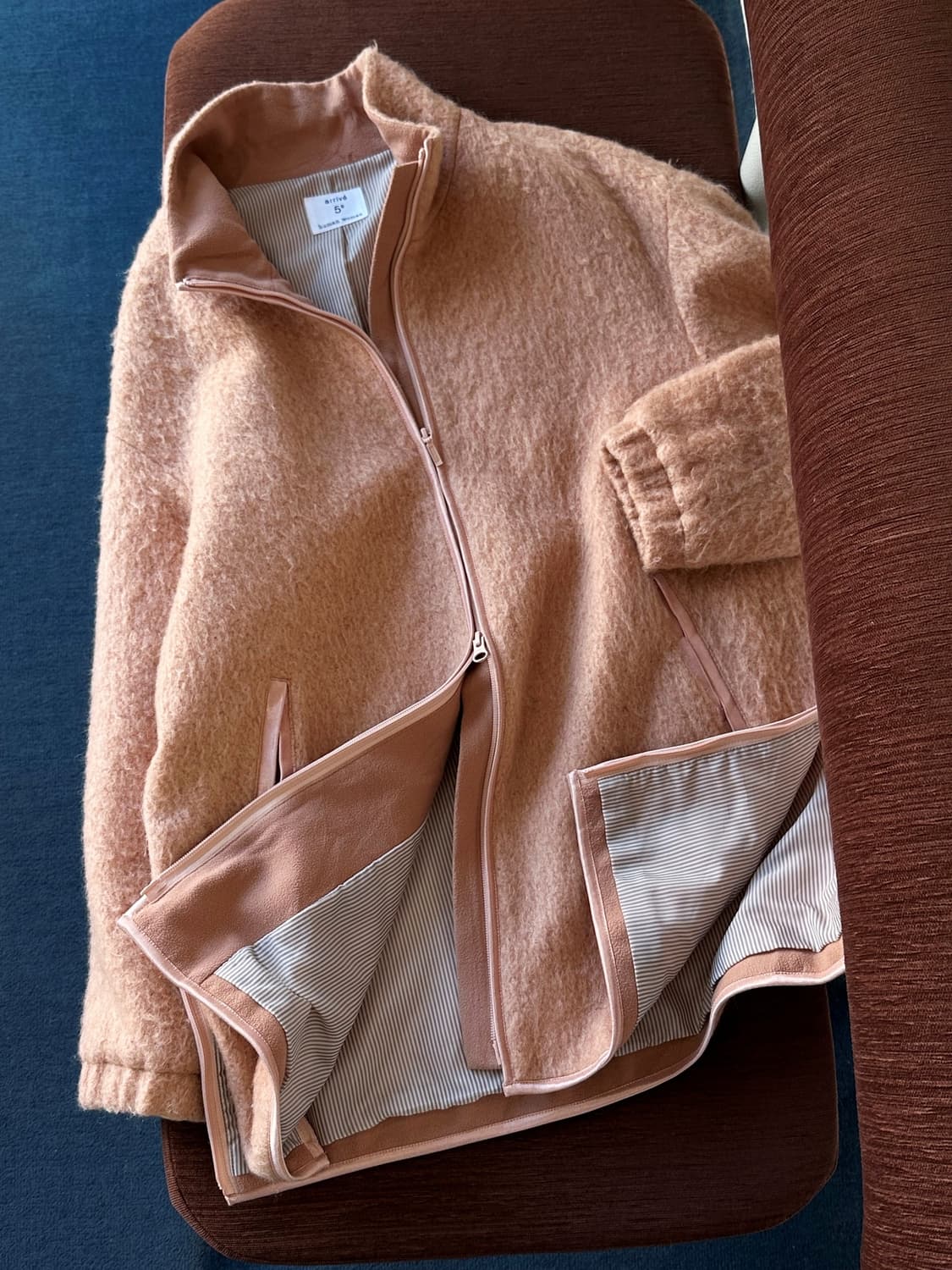 Loop mohair wool design zip shaggy coat 상품이미지1