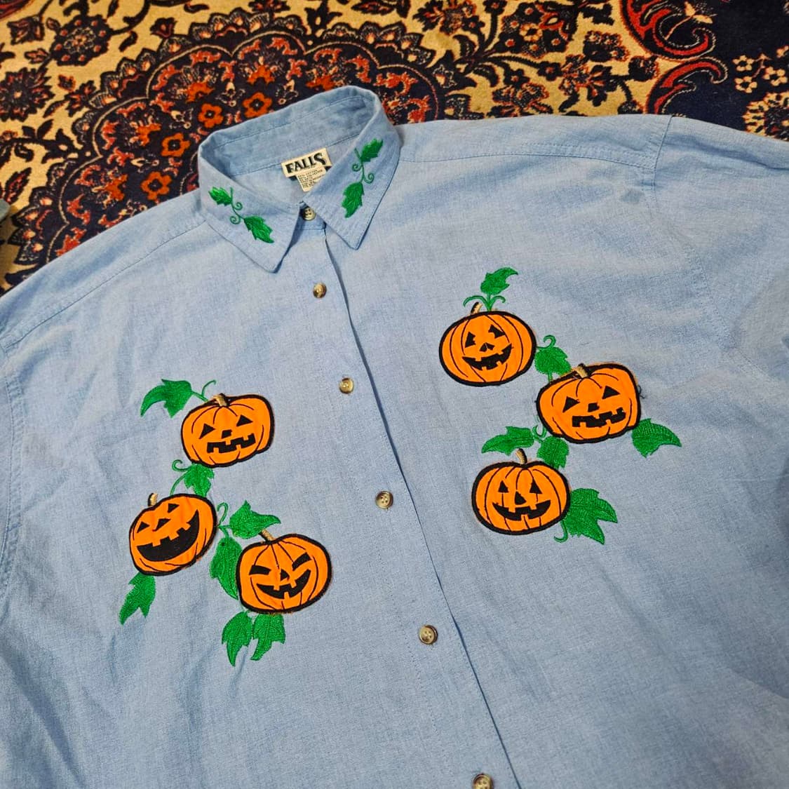 Falls Creek 90's 아메리칸 빈티지 호박 자수 루즈핏셔츠 상품이미지2
