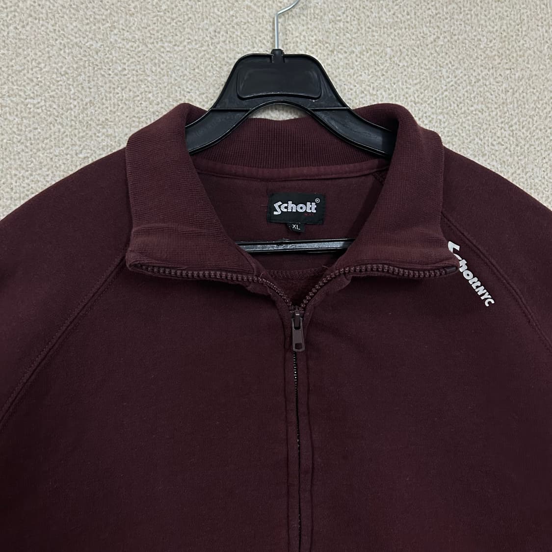  (XL) 90s 쇼트 버건디 코튼 집업 상품이미지4