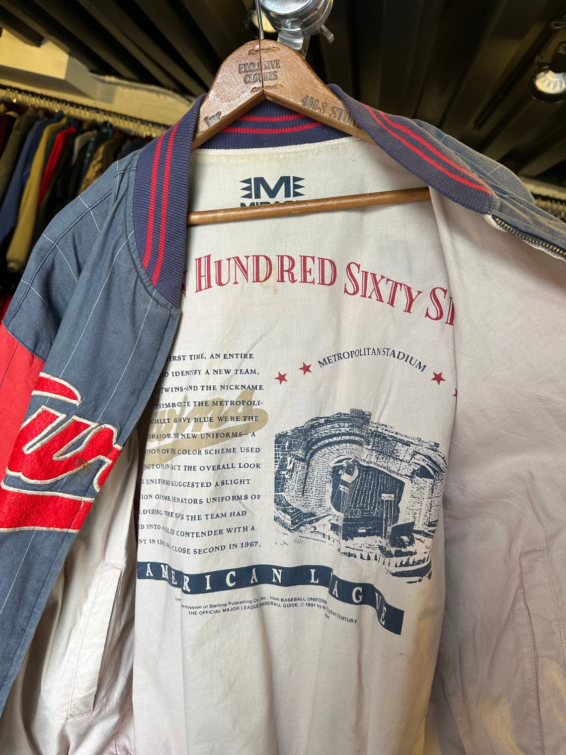 90s Mirage MLB 미네소타 트윈스 린넨 베이스볼 자켓 1991 상품이미지7