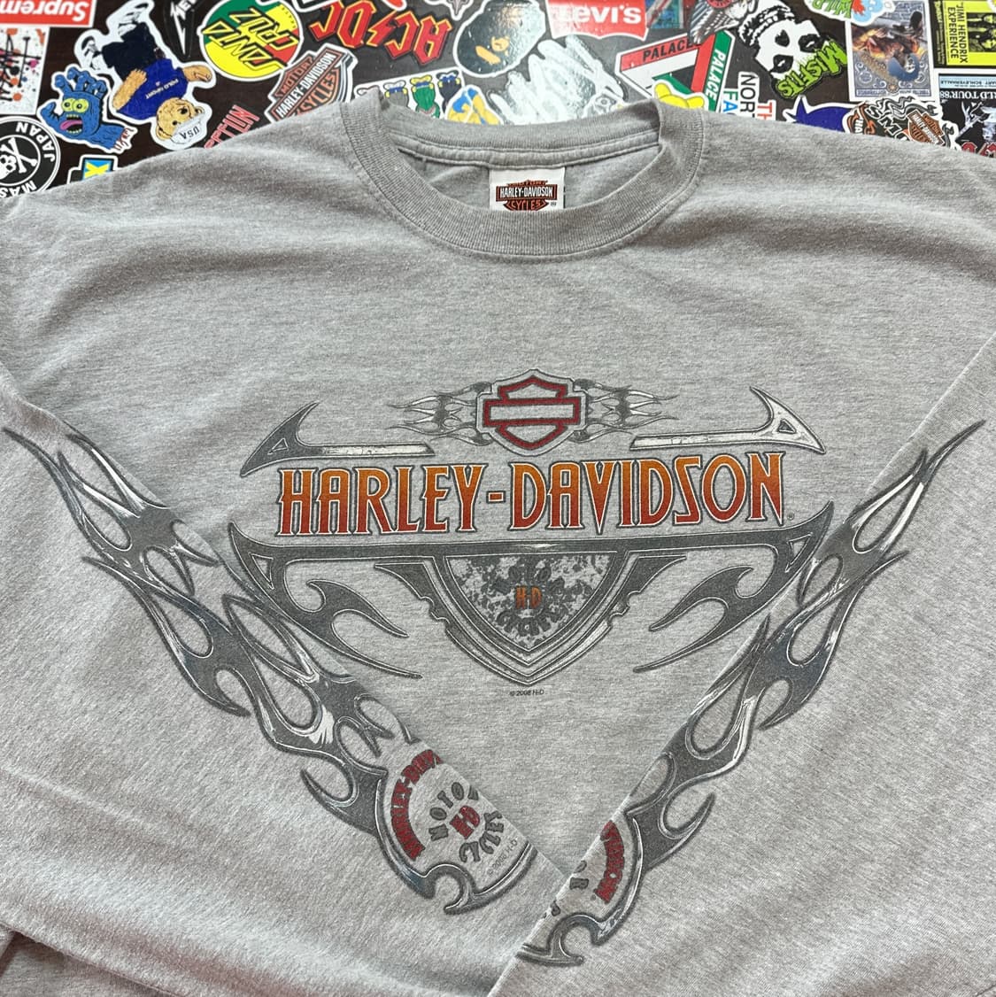 00s USA 할리데이비슨 플레임 롱슬리브 티셔츠 XL 상품이미지3