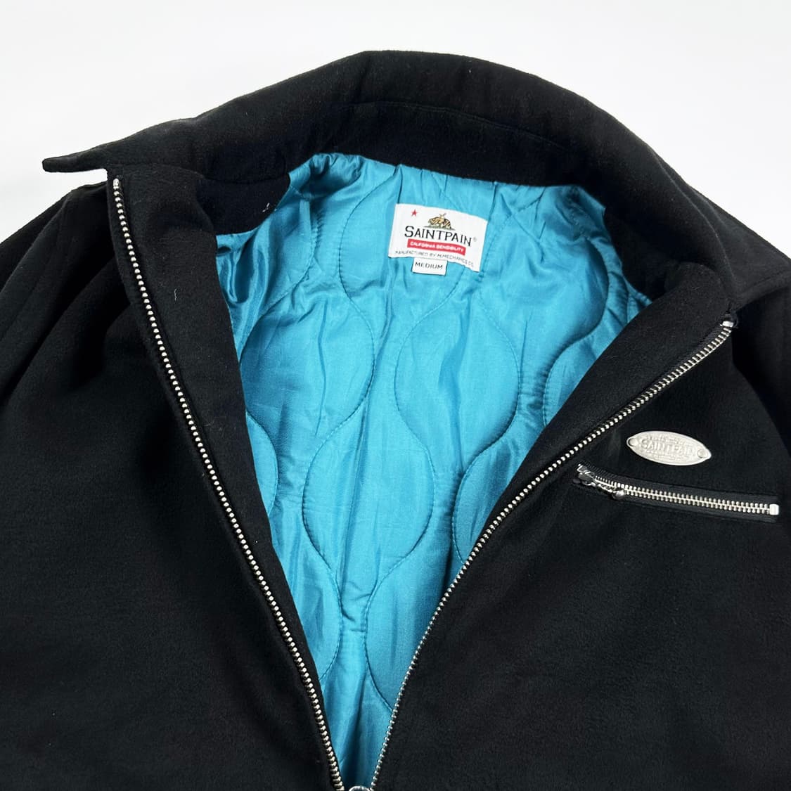 세인트페인 미니멀 울 누빔 블루종 블랙 M 상품이미지5