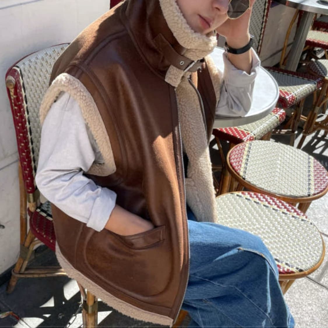 매크리(MACHREE) 리버시블 베스트무스탕 프리사이즈 새상품 상품이미지1