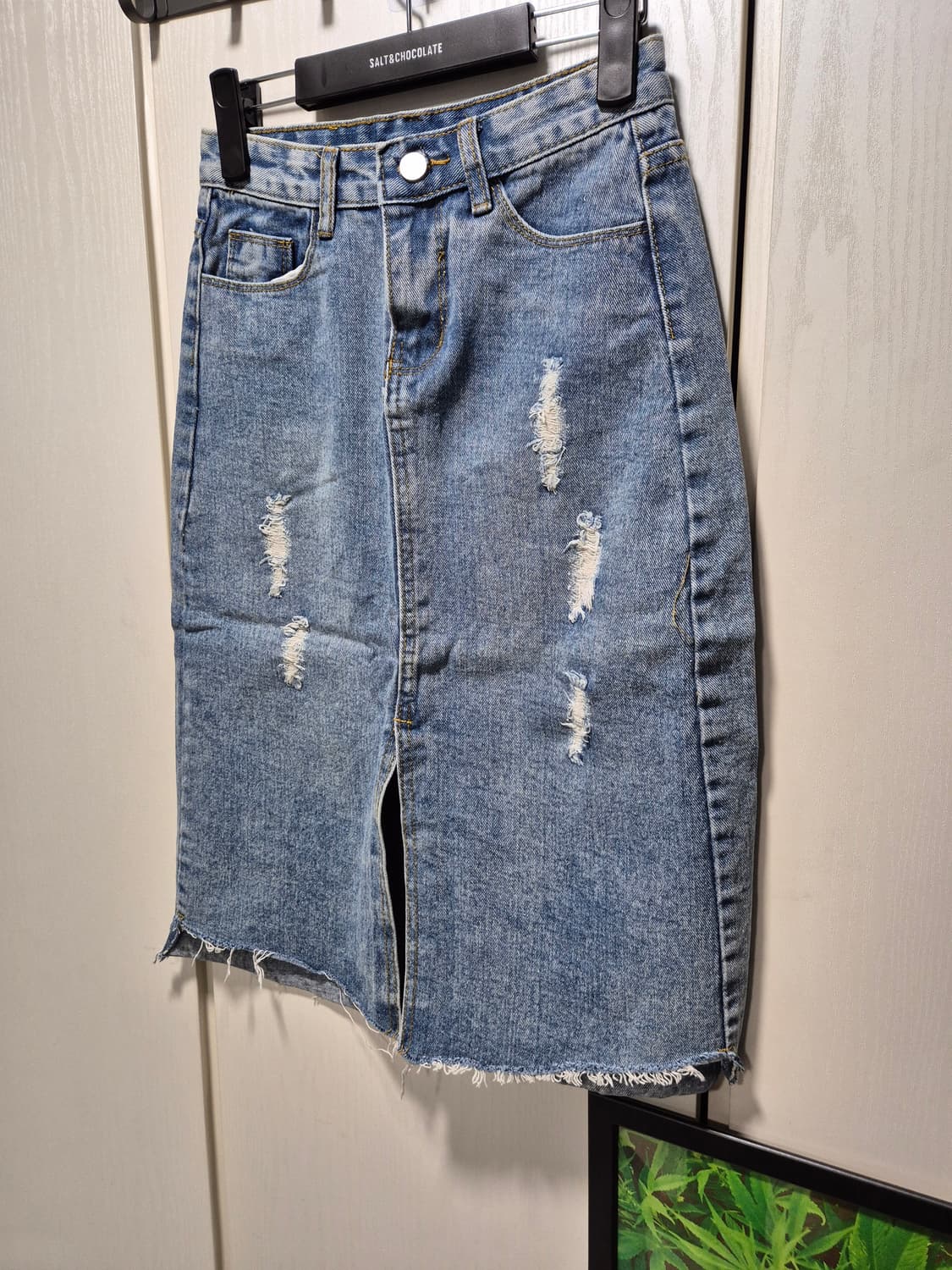 (새상품)vtg 데미지 데님 스커트 청치마 연청 상품이미지6