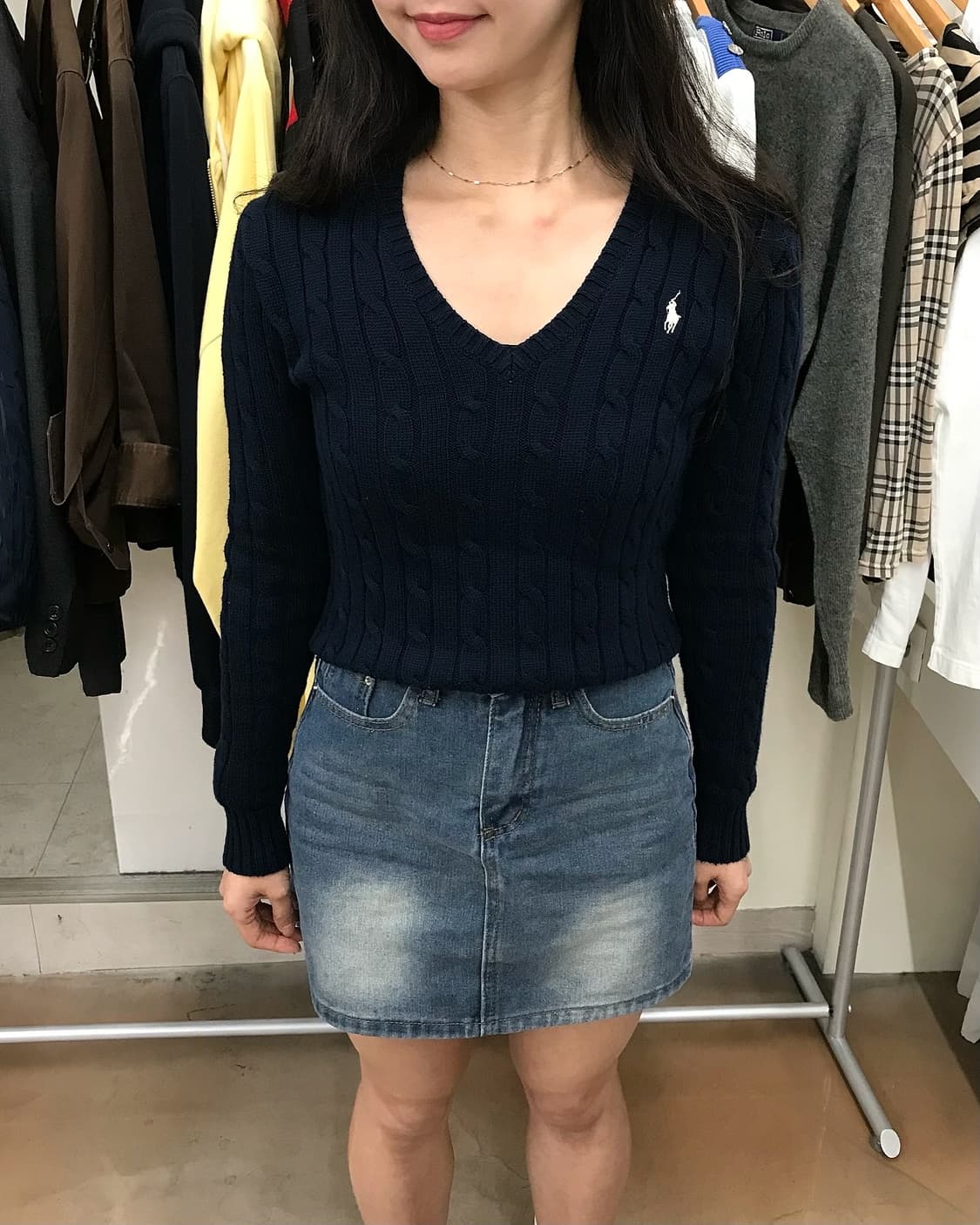 폴로 브이넥 케이블 니트 상품이미지6