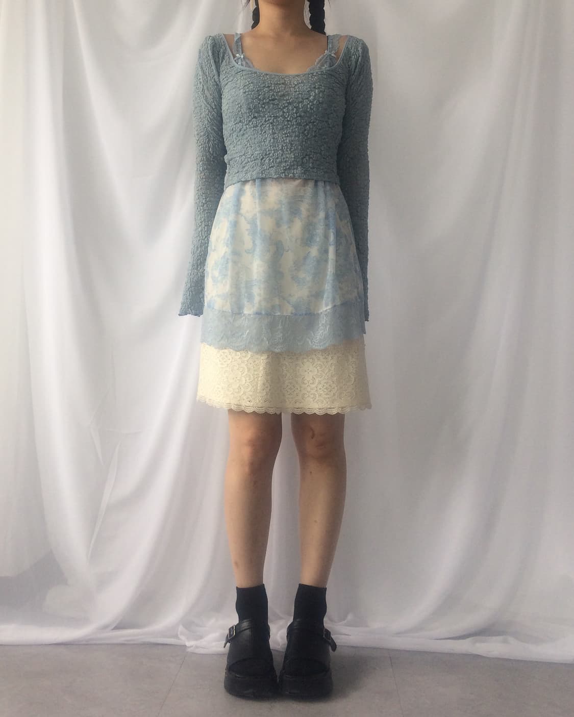 Flower pattern mesh sleeve 상품이미지8
