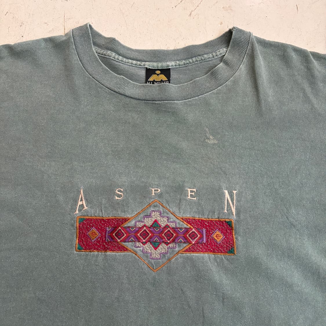 90s USA ASPEN 빈티지 인디언 자수 반팔티 L 상품이미지6