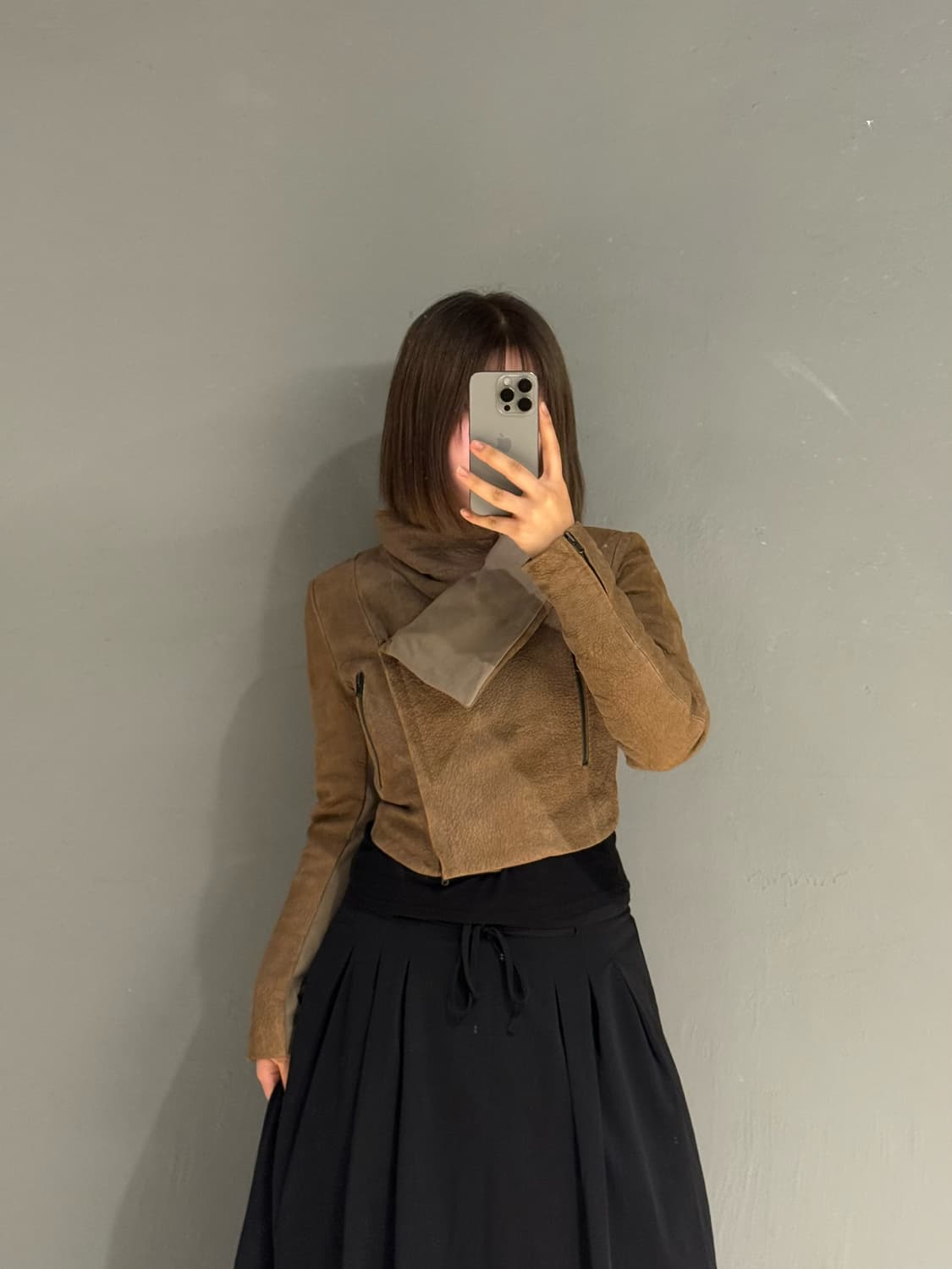 Donna Karan drape collar leather jk 상품이미지1