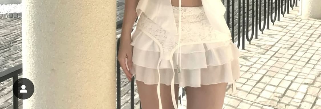 (새상품) 엘프엘프엘프아카이브 레이스 가터 프릴 스커트 아이보리 상품이미지4